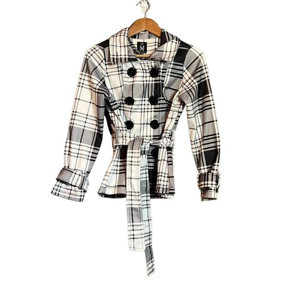 Miss Ashley black & pattern coat with belt - Picture 1 of 13